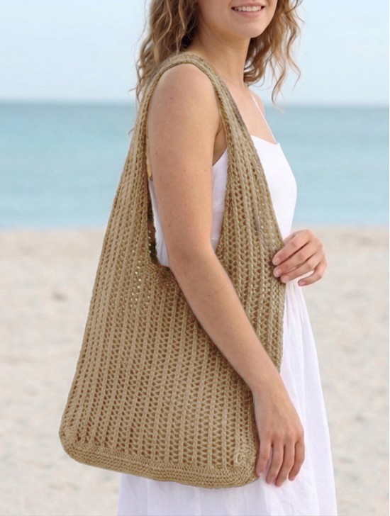 Solid Color Crochet Beach Tote Bag Solid Color Crochet Beach Tote Bag